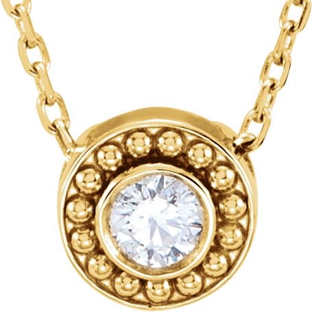 14K Rose 1/10 CTW Diamond Beaded Slide 16" Necklace
