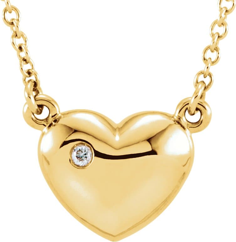 14K Rose .01 CTW Natural Diamond Heart 16.5" Necklace