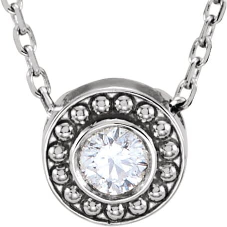 14K Rose 1/10 CTW Diamond Beaded Slide 16" Necklace