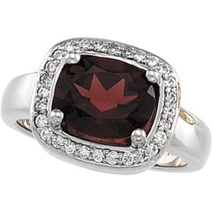 14K White Natural Mozambique Garnet and 1/4 CTW Natural Diamond Ring