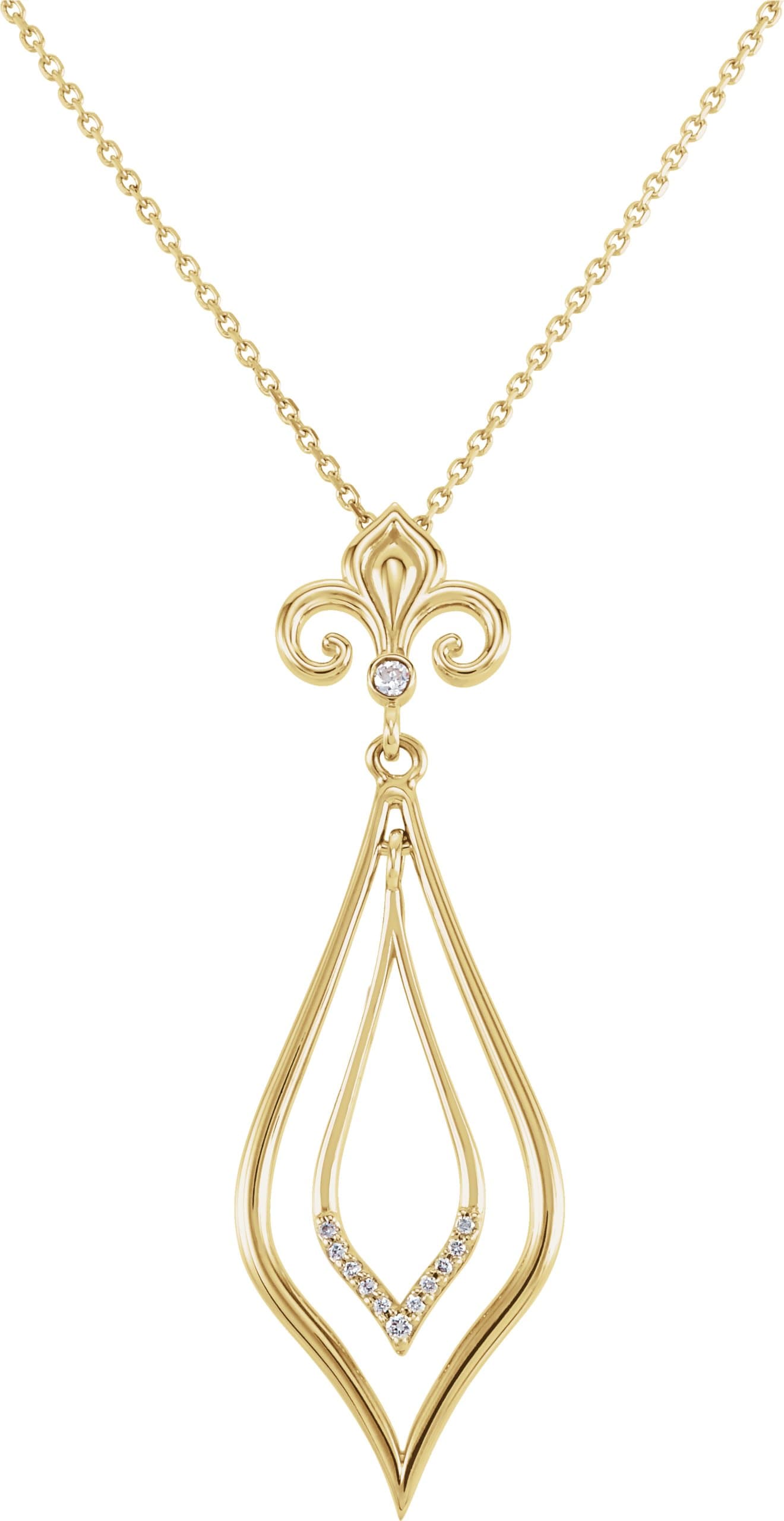 14K Yellow .05 CTW Natural Diamond Fleur-de-Lis 18 Necklace