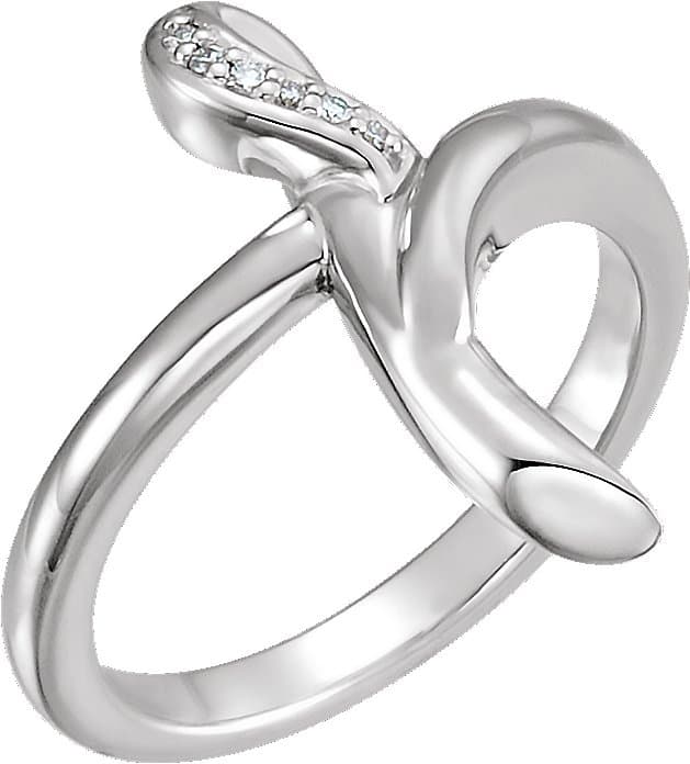 14K White .03 CTW Natural Diamond Cross Ring