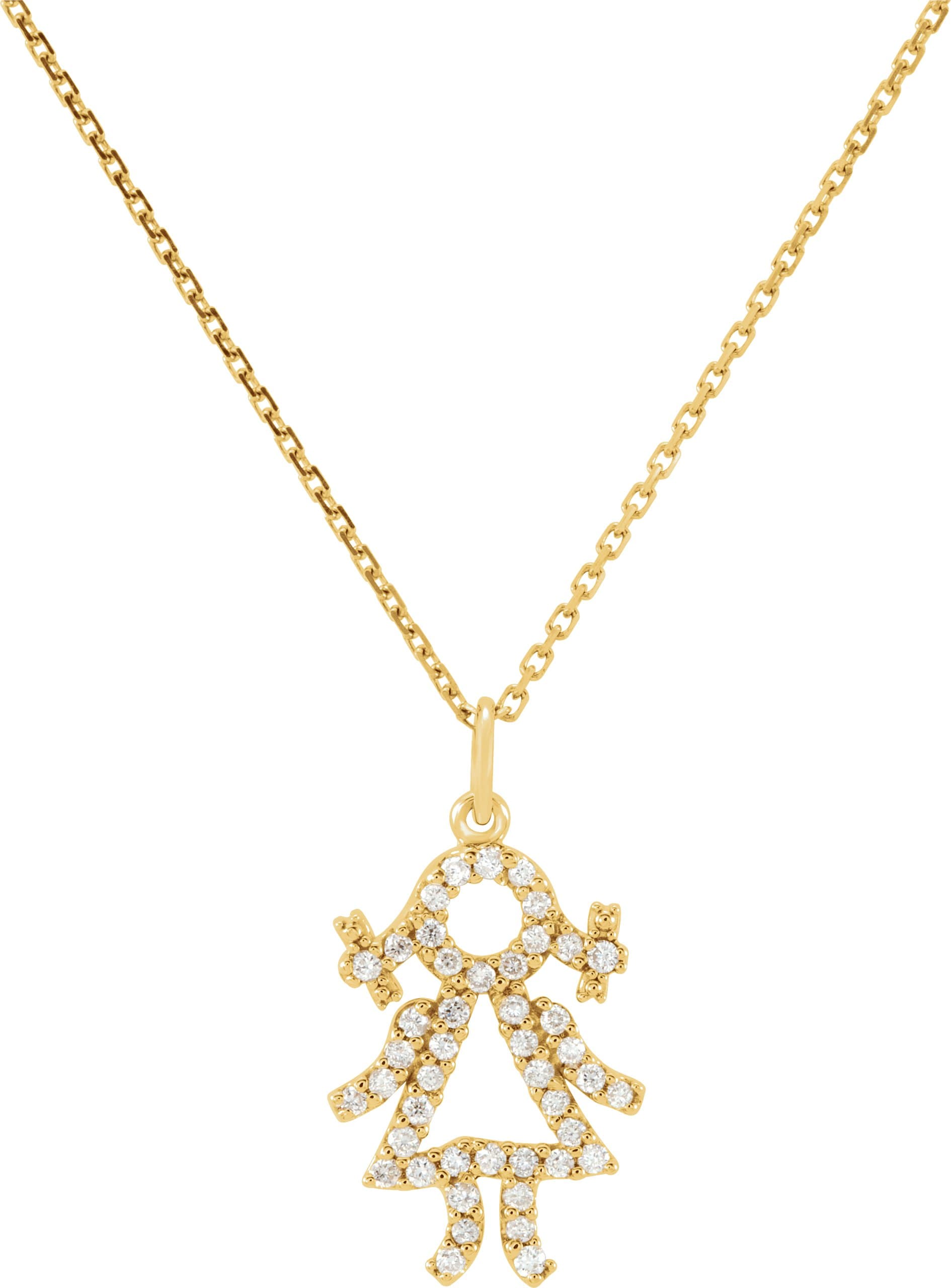 14K White 1/5 CTW Natural Diamond Girl 16 Necklace