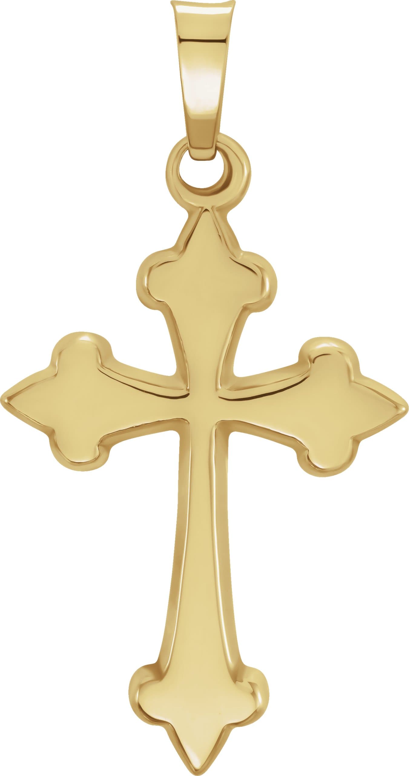 14K Yellow 27.7x14.7 mm Hollow Cross Pendant