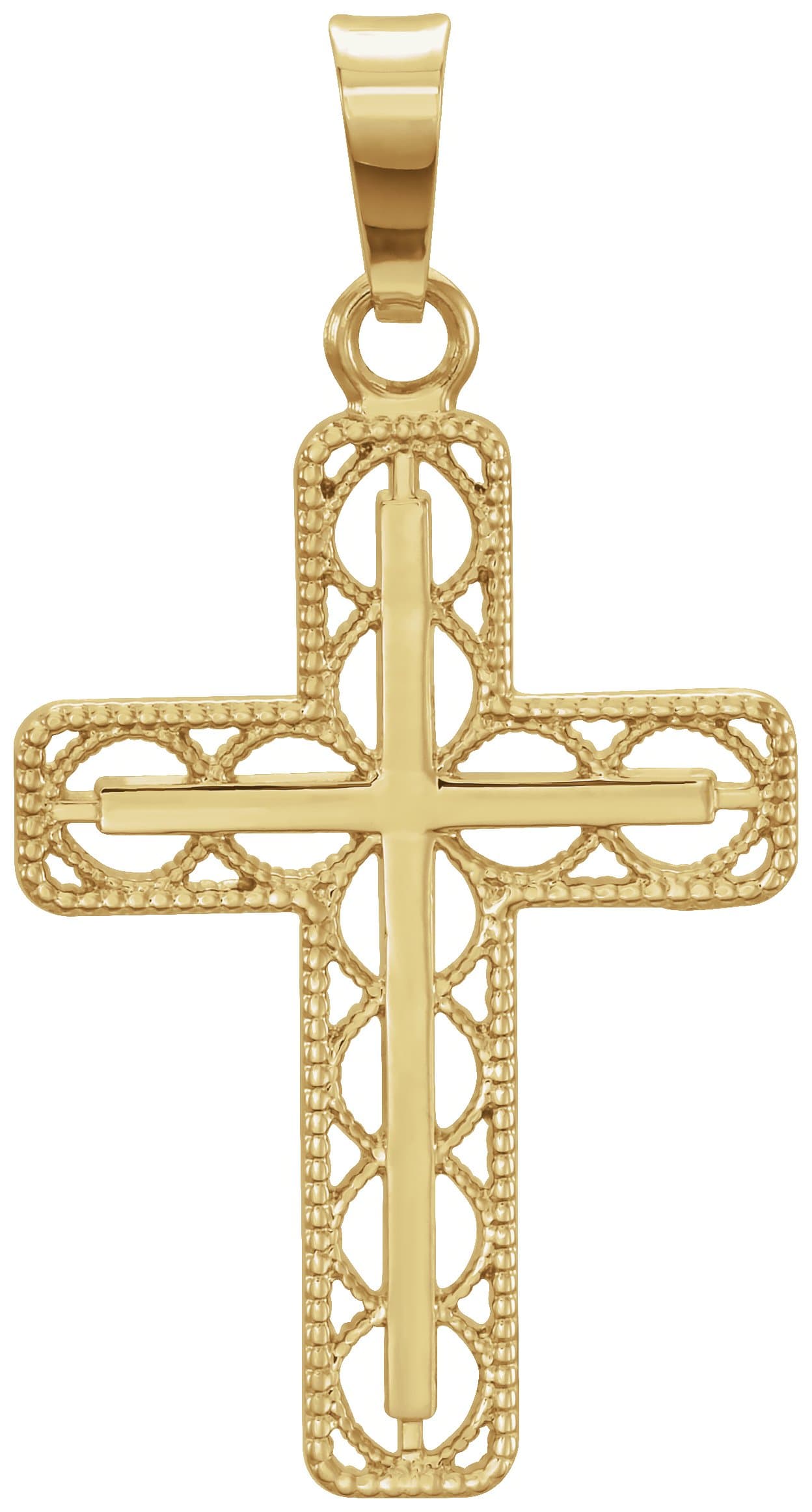 14K Yellow Filigree Cross Pendant