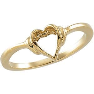 10K White Heart Ring