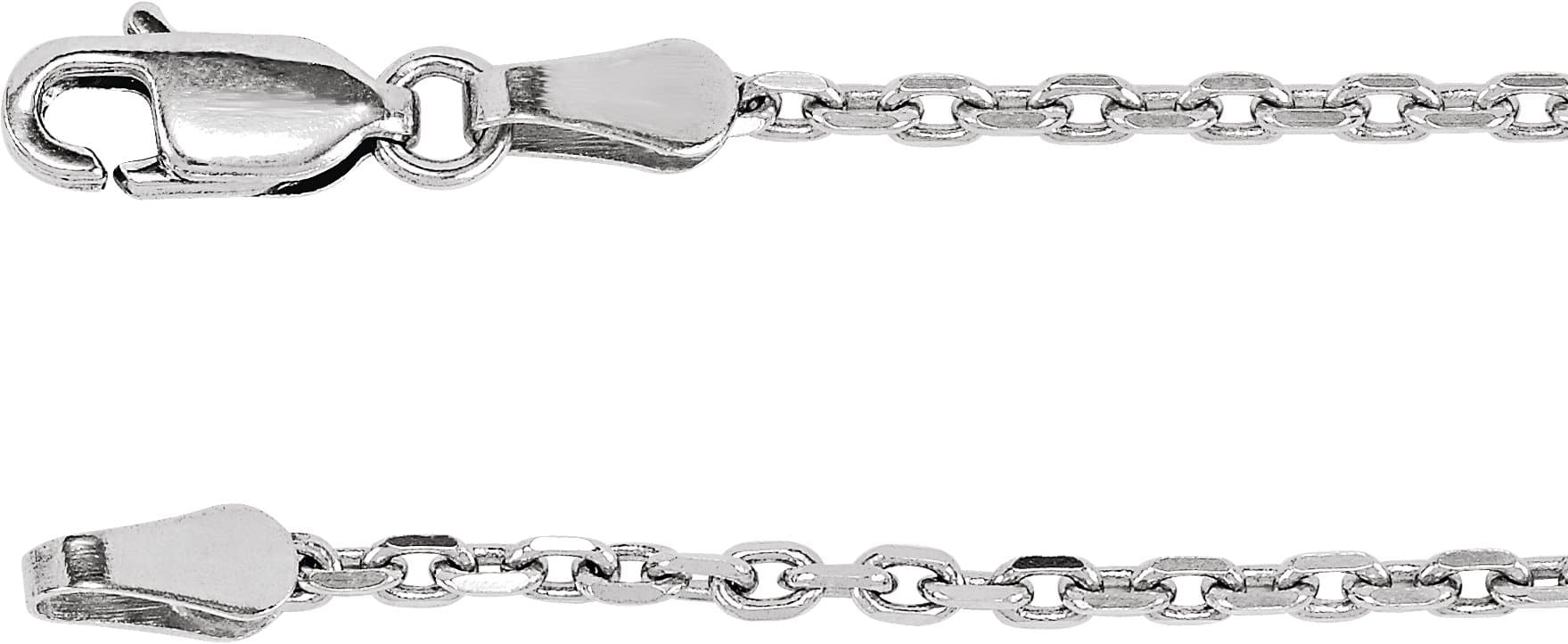 14K White 2 mm Diamond-Cut Cable 7" Chain