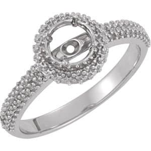 10K Rose Gold 5.2 mm Round Pavé Halo-Style Engagement Ring Mounting 