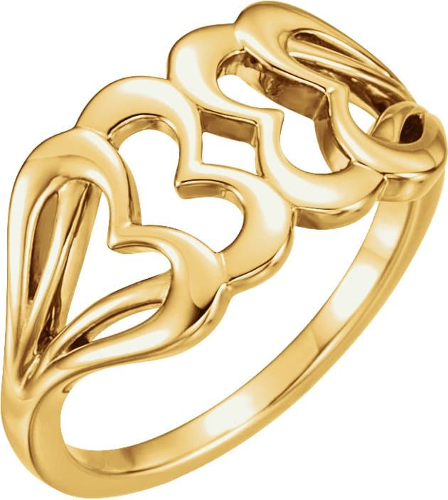14K Rose Heart Ring