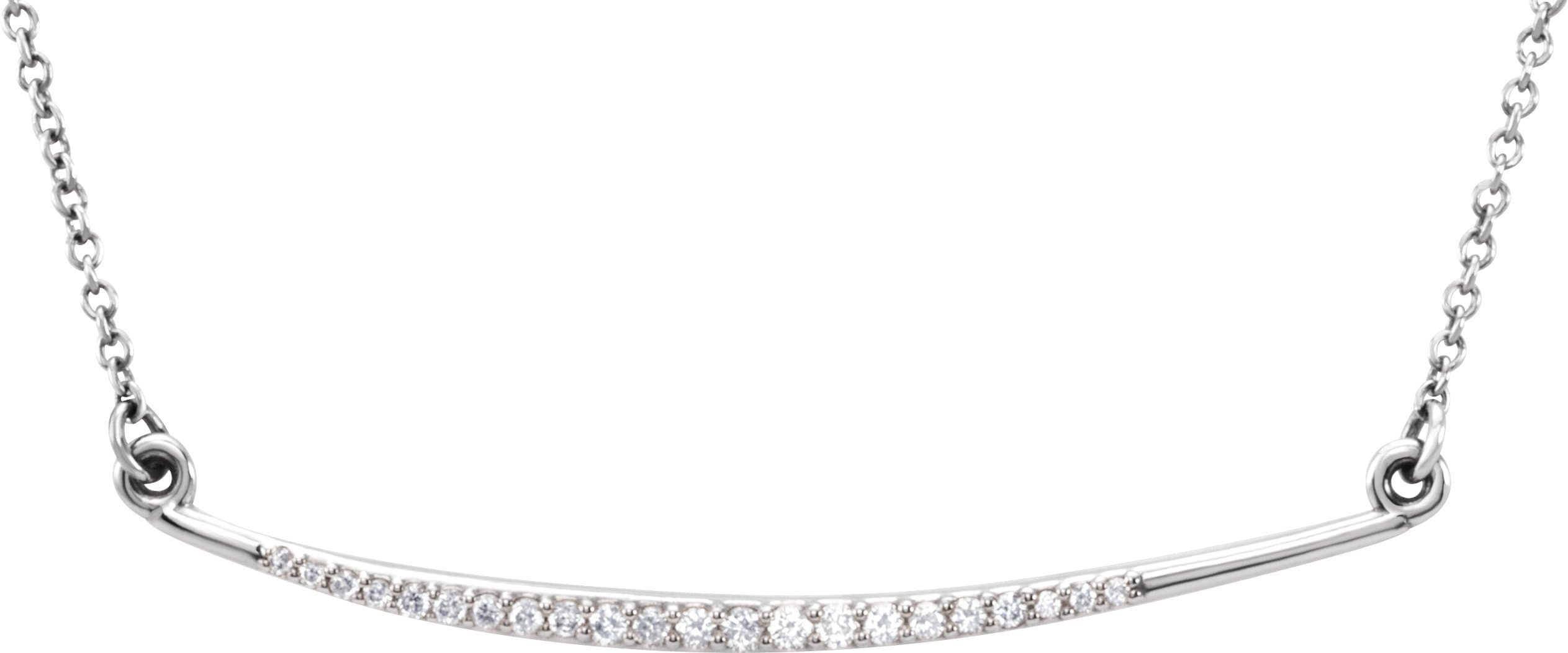14K Rose 1/8 CTW Natural Diamond Curved Bar 16 Necklace