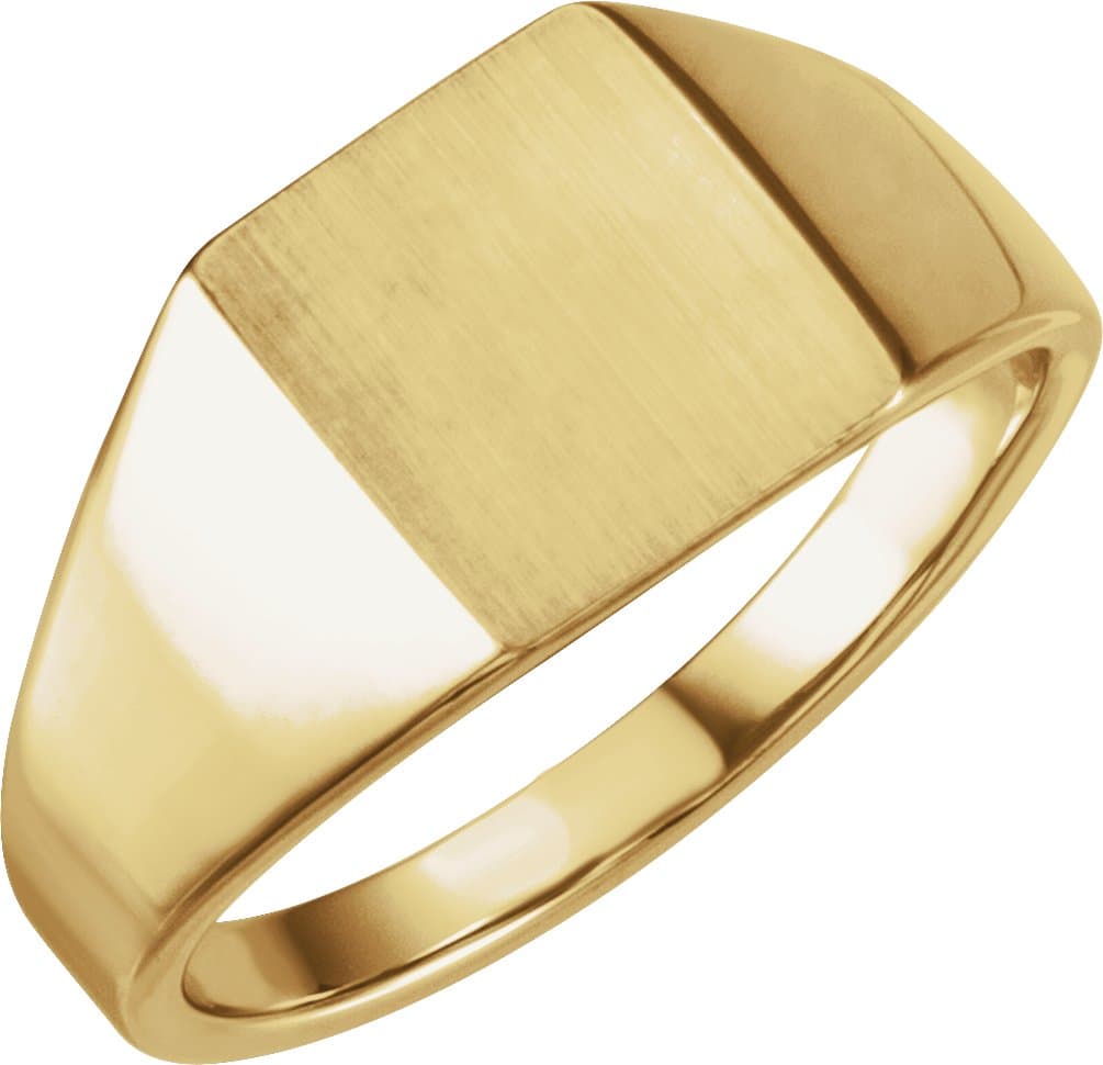 10K White 12x10 mm Rectangle Signet Ring