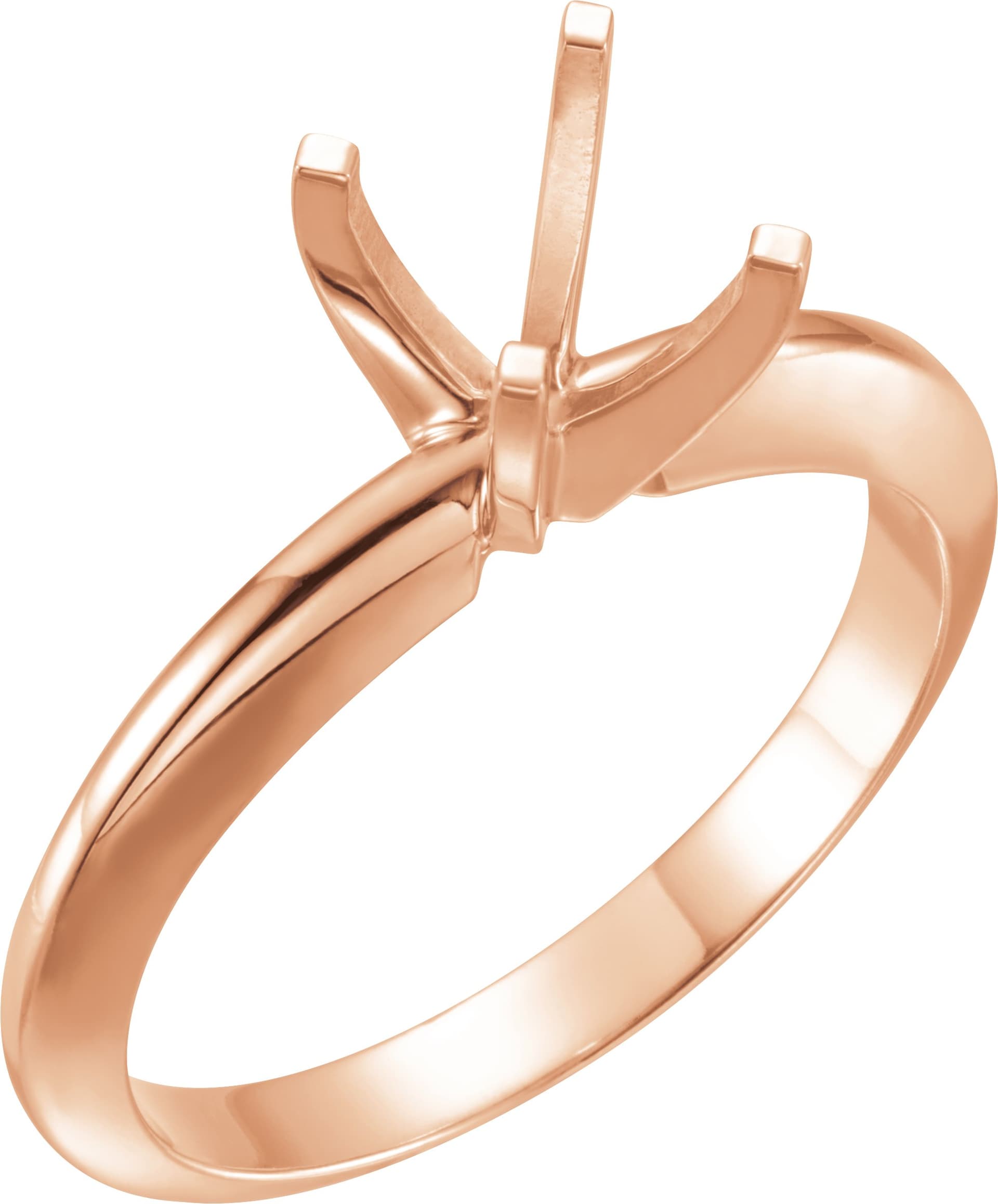 14K Rose Gold 13 mm Round Heavy 4-Prong Solitaire Engagement Ring Mounting