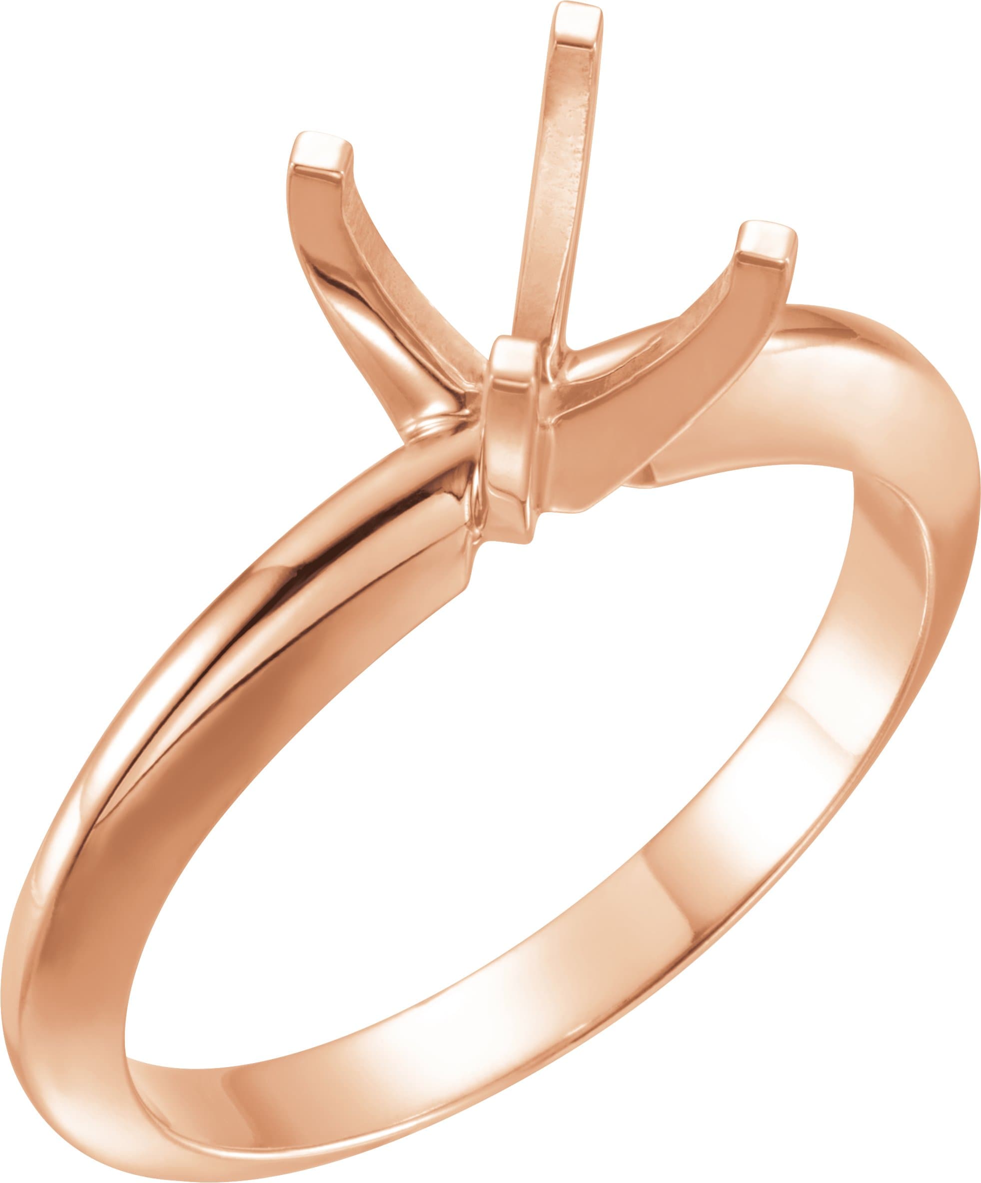 14K Rose Gold 13 mm Round Heavy 4-Prong Solitaire Engagement Ring Mounting