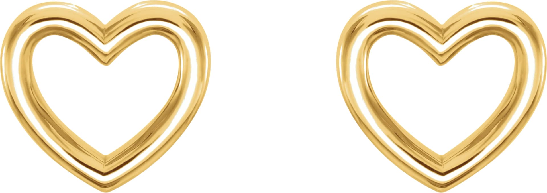 14K Yellow Heart Earrings, view 3