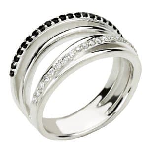 Sterling Silver Natural Black Spinel & 1/4 CTW Natural Diamond Ring