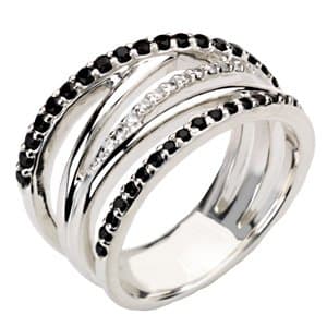 Sterling Silver Natural Black Spinel & 1/10 CTW Natural Diamond Ring