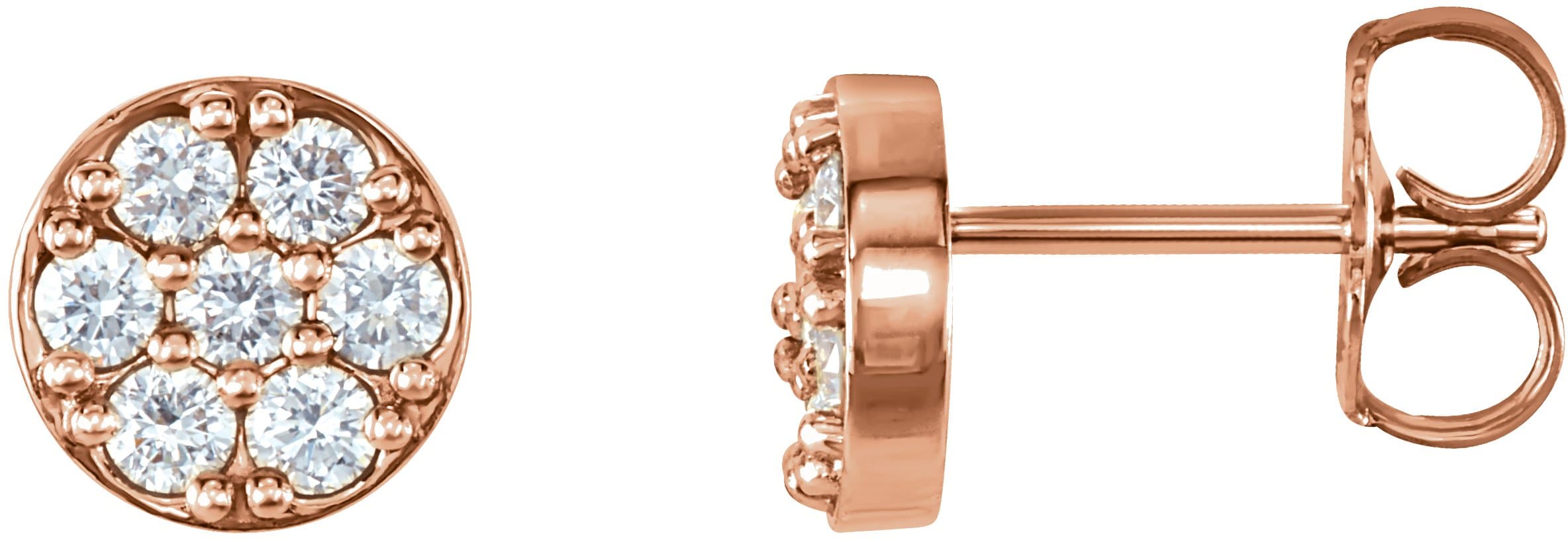 14K Rose 3/8 CTW Natural Diamond Cluster Earrings