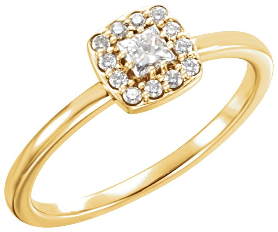 14K Rose 1/4 CTW Natural Diamond Halo-Style Stackable Ring