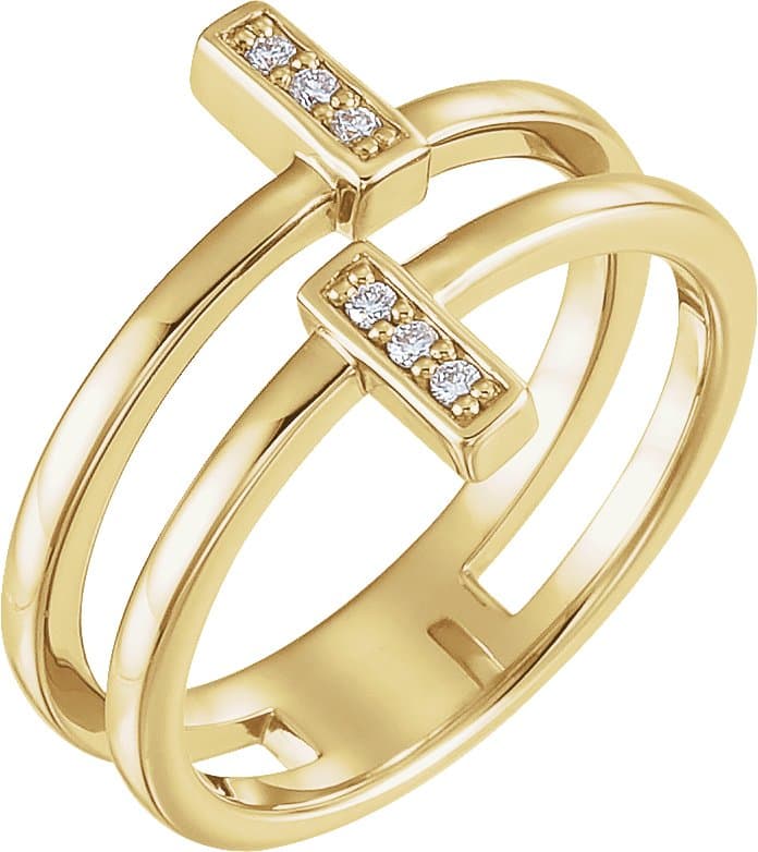 14K Rose .06 CTW Natural Diamond Bar Ring