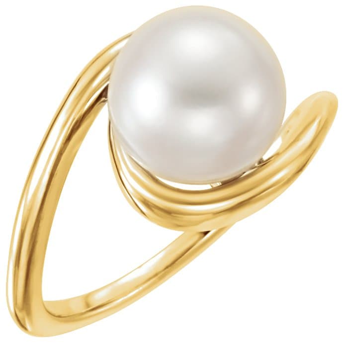 14K White 5.5-6.0 mm Cultured White Freshwater Pearl Ring