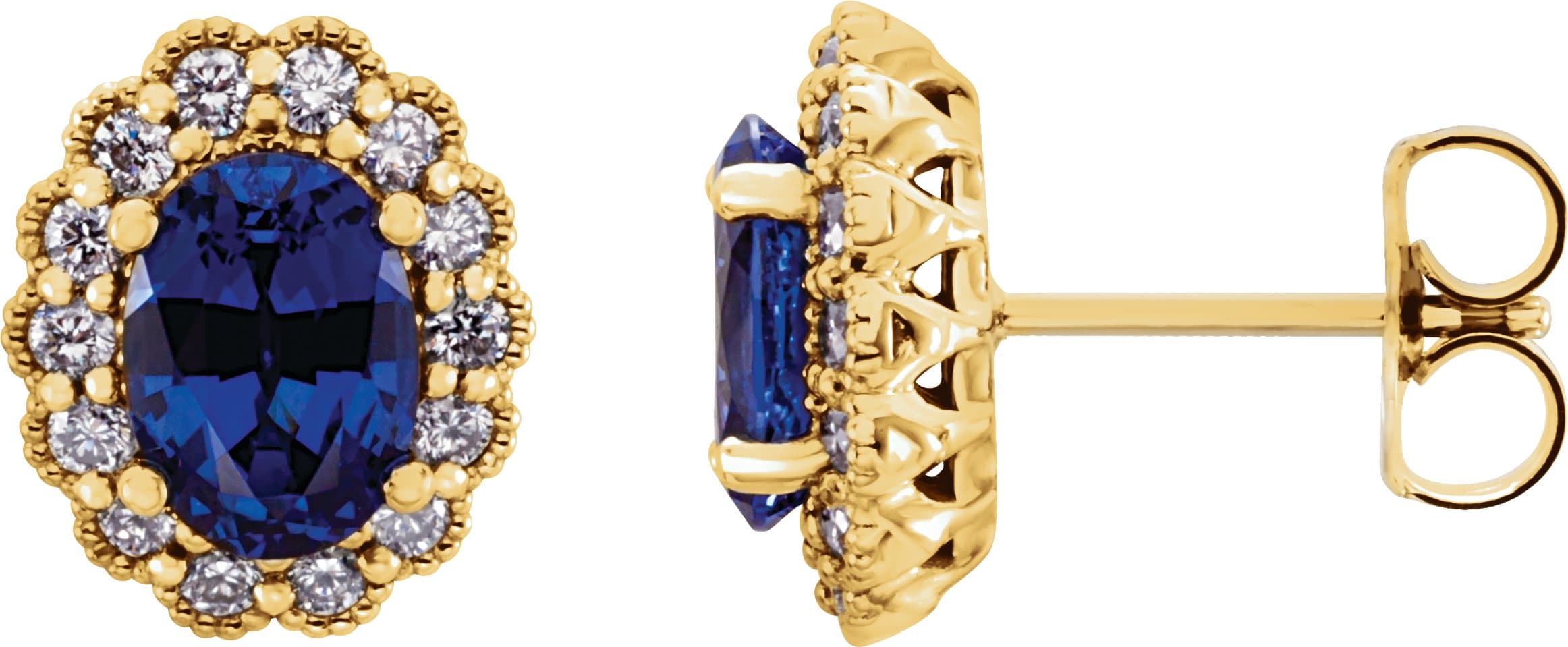 14K White Lab-Grown Blue Sapphire & 1/3 CTW Natural Diamond Earrings