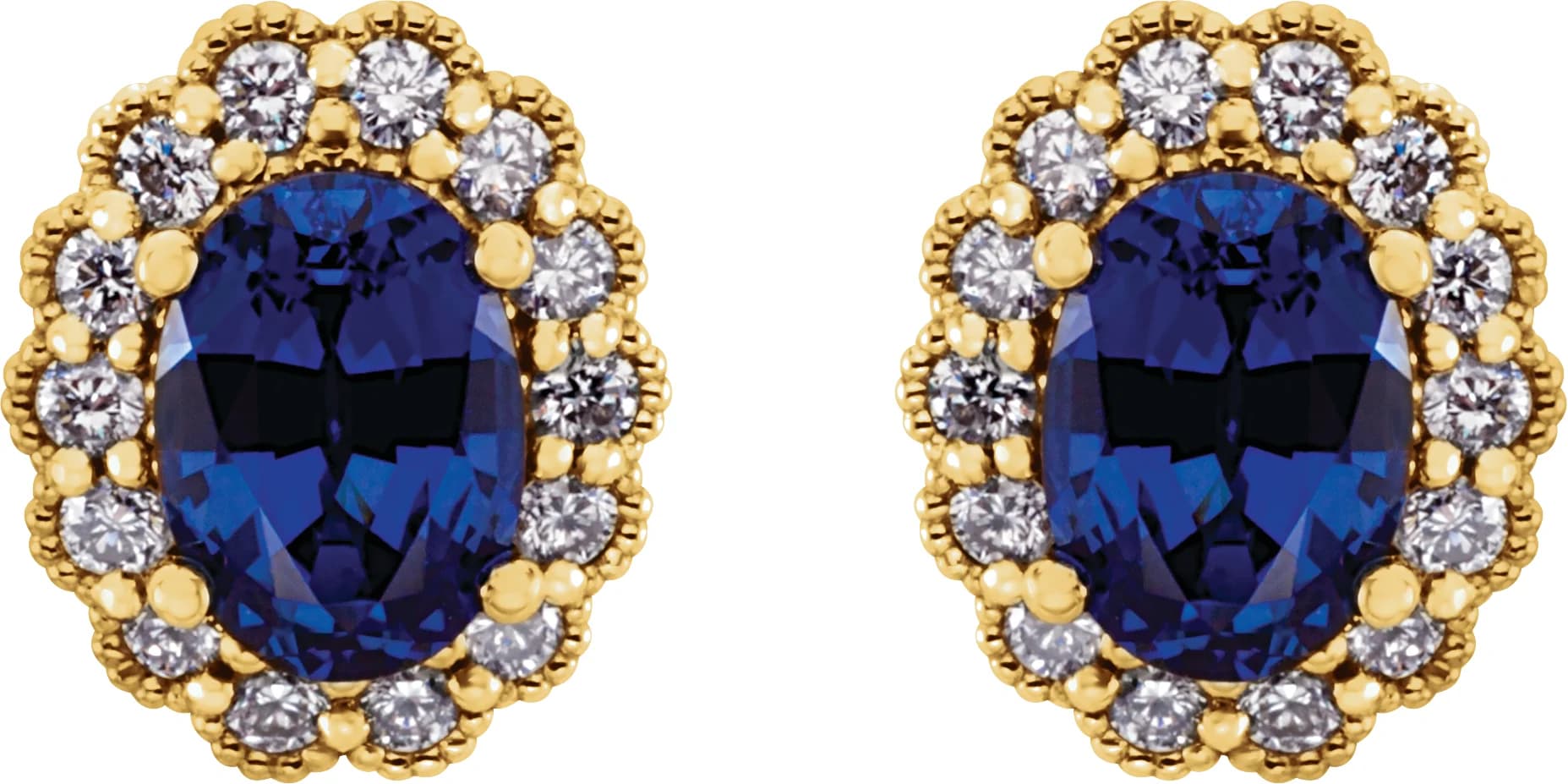 Oval 4-Prong Halo-Style Earrings, view 3