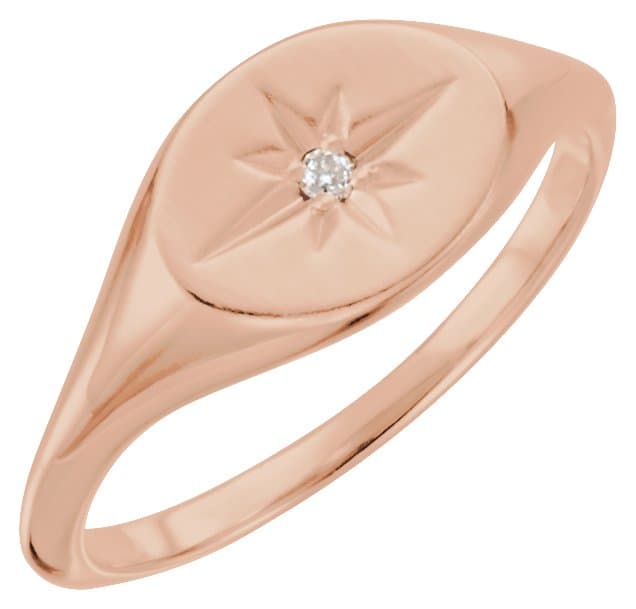 14K Rose .02 CT Natural Diamond Ring