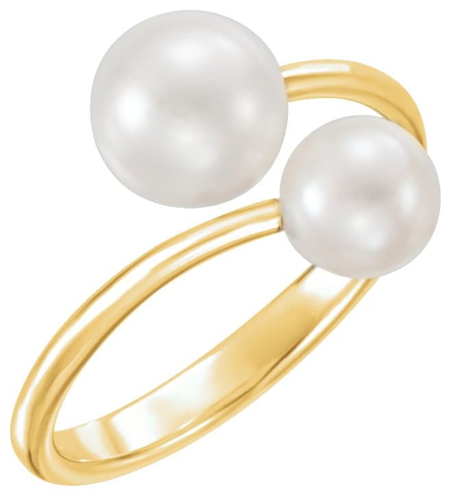 14K White Cultured White Freshwater Pearl Ring