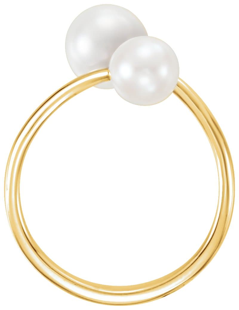 Two-Stone Pearl Bypass Ring view 2