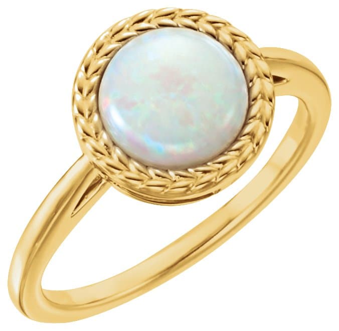14K Rose Natural White Opal Ring