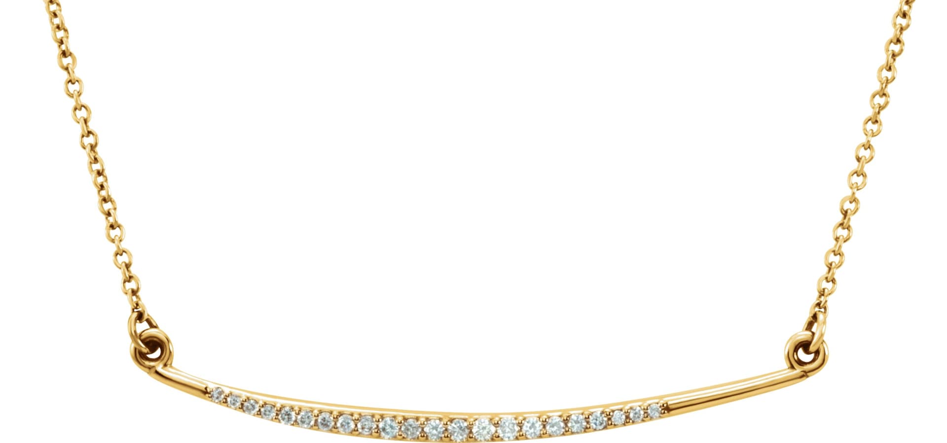 14K Rose 1/8 CTW Natural Diamond Curved Bar 16 Necklace