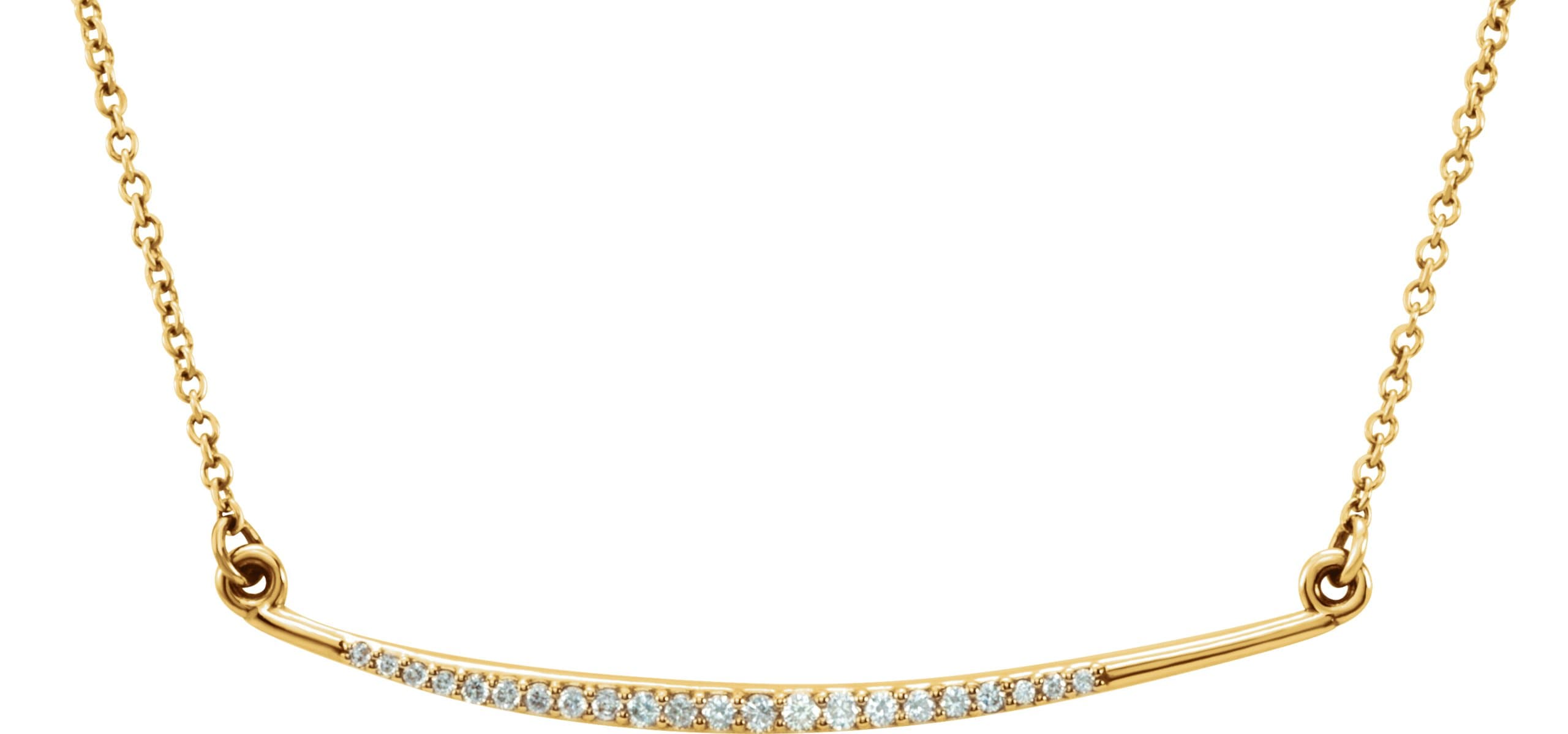 14K Rose 1/8 CTW Natural Diamond Curved Bar 16 Necklace