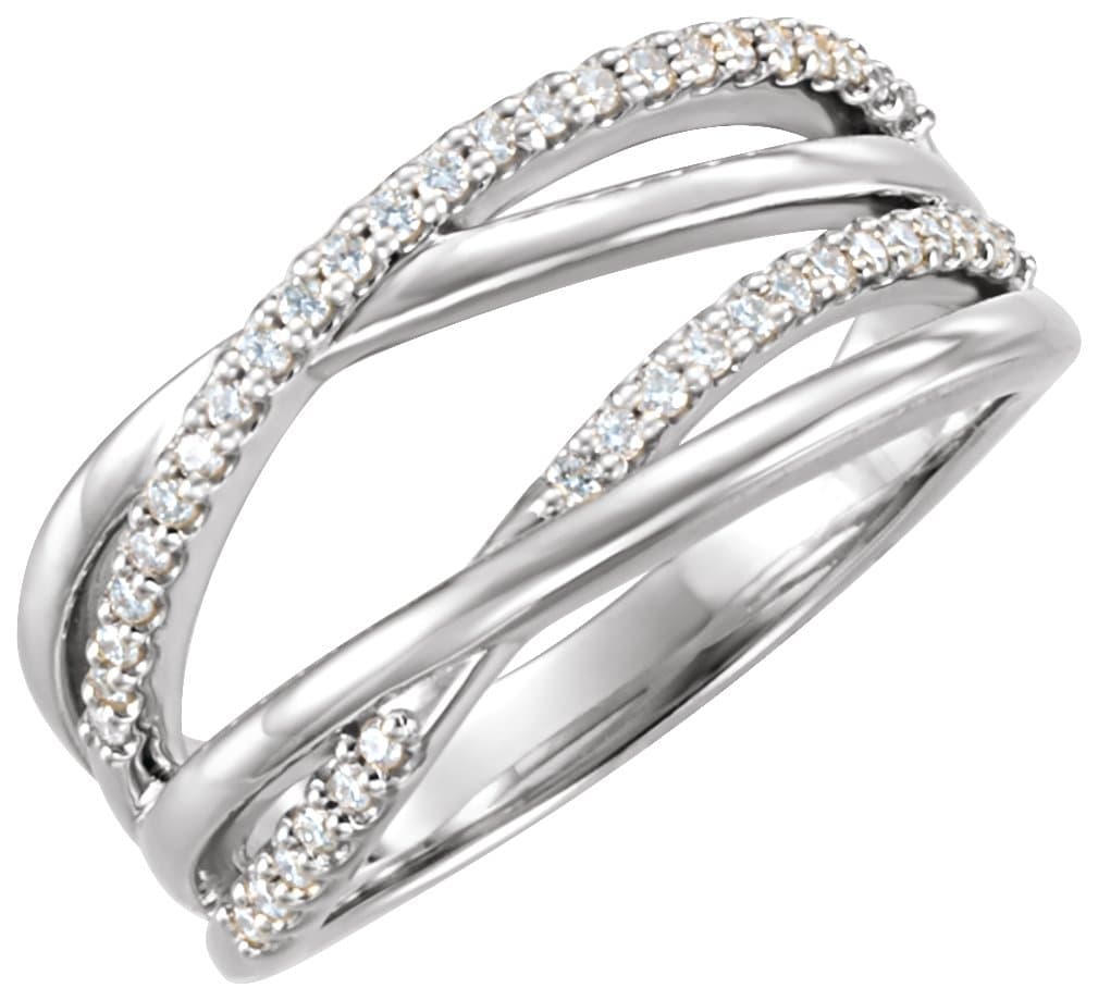 14K White Gold  1/5 CTW Natural Diamond Criss-Cross Ring 