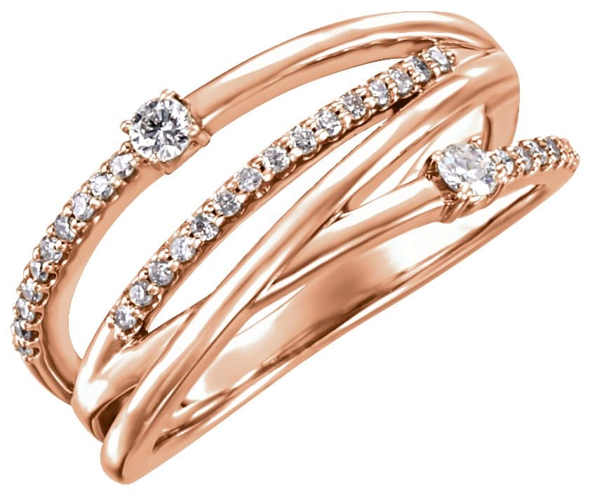 14K Rose 1/4 CTW Natural Diamond Criss-Cross Ring
