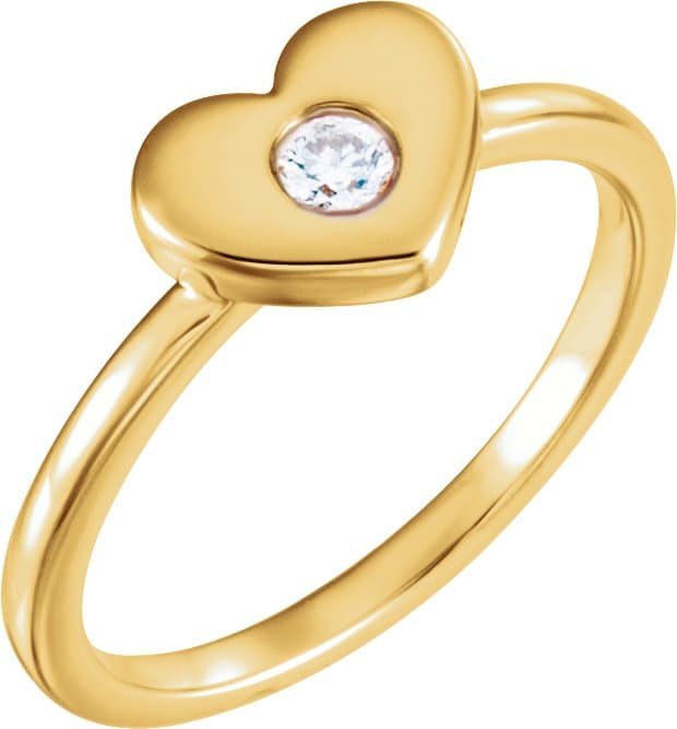 14K Rose .03 CT Natural Diamond Heart Ring