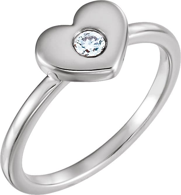 14K Rose .03 CT Natural Diamond Heart Ring