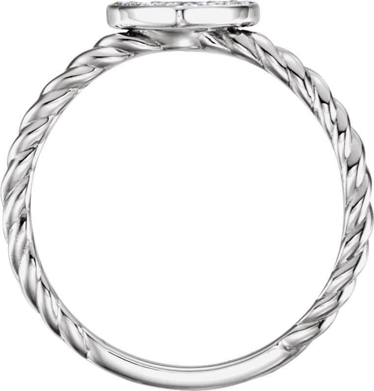Pavé-Style Heart Rope Ring view 2