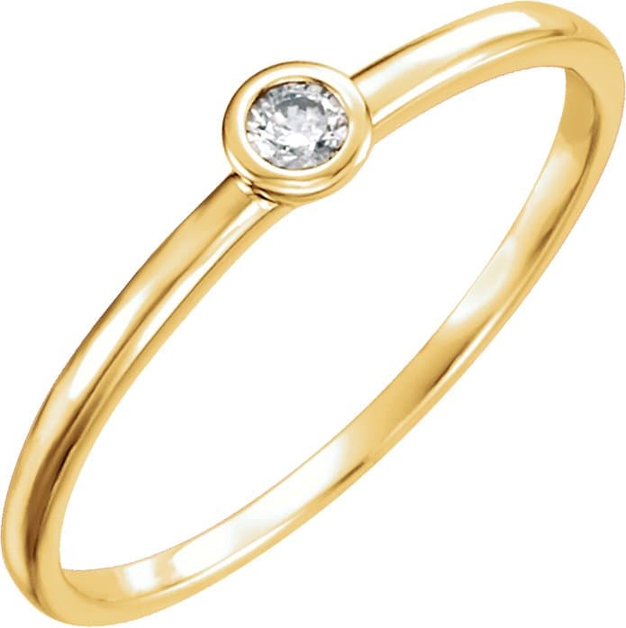 14K Rose .06 CT Natural Diamond Bezel-Set Ring