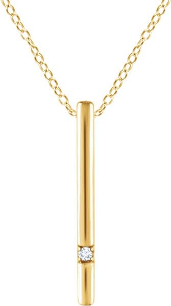 14K Rose .015 CT Natural Diamond Bar 16-18 Necklace