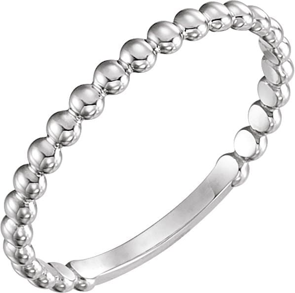 14K Rose 2 mm Stackable Beaded Ring