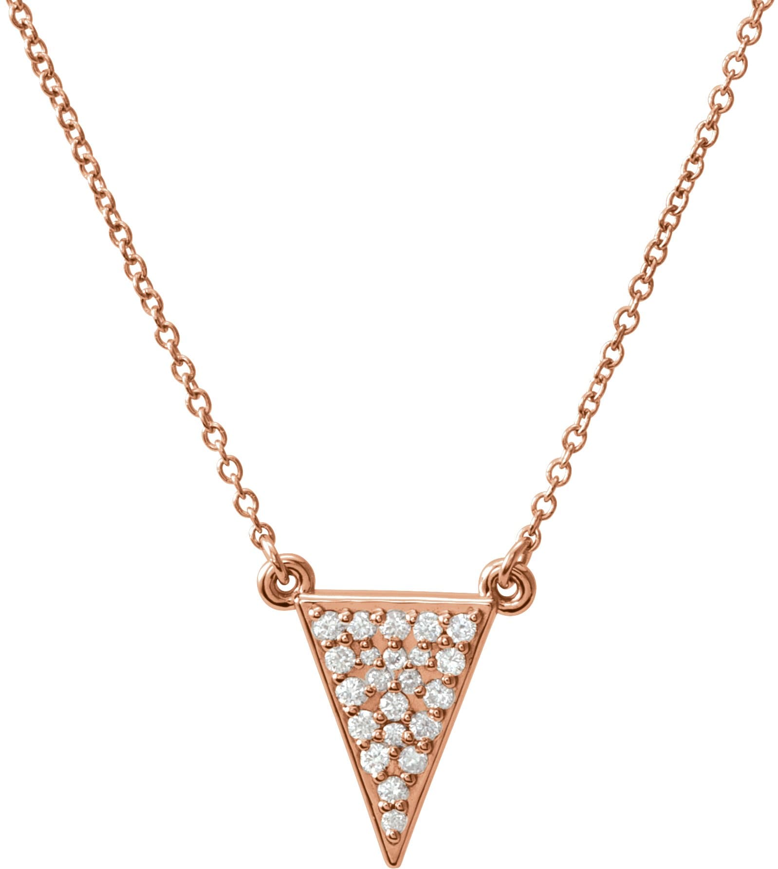 14K Rose 1/6 CTW Natural Diamond Triangle 16 Necklace