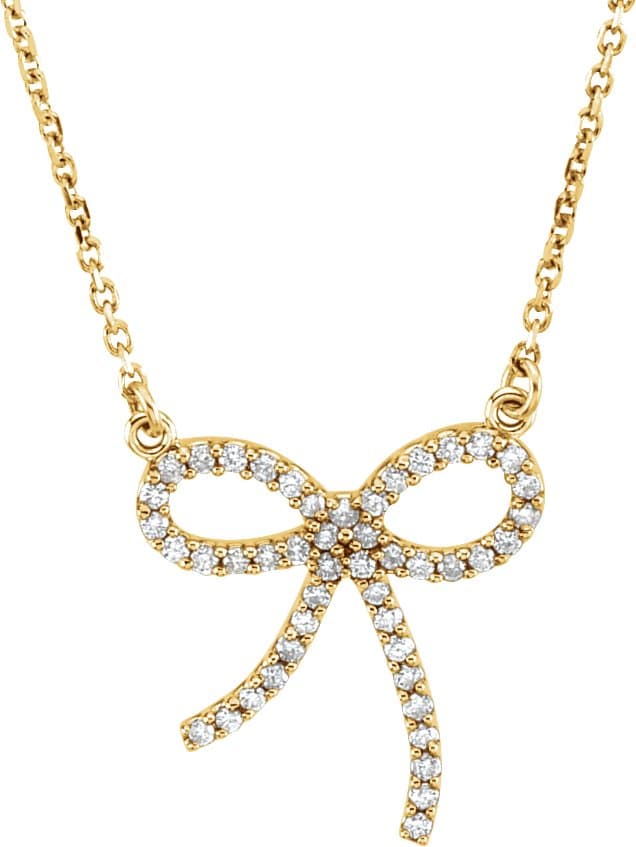 14K Yellow 1/5 CTW Natural Diamond Bow 16 Necklace