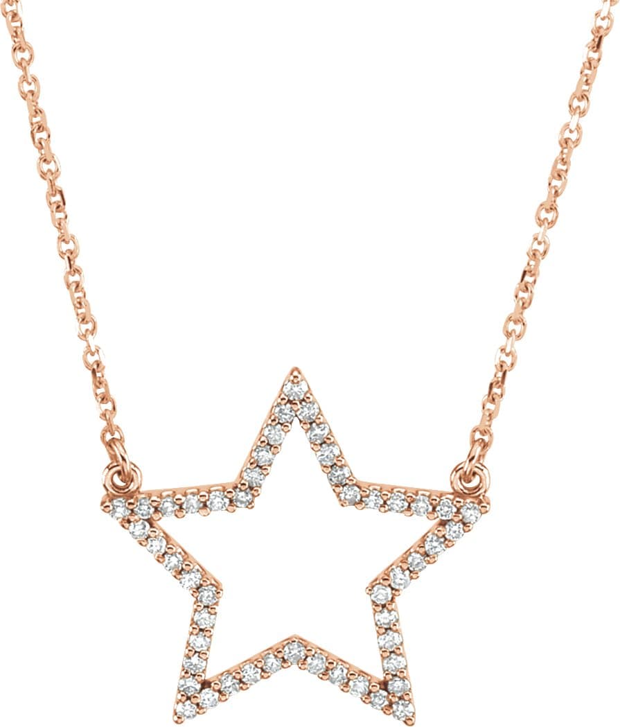 14K Rose 1/5 CTW Natural Diamond Star 16" Necklace