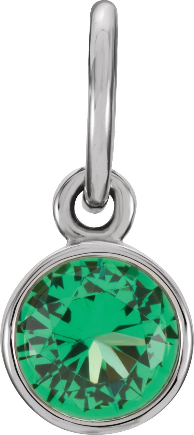 14K White Posh Mommy® Imitation Emerald Charm/Pendant