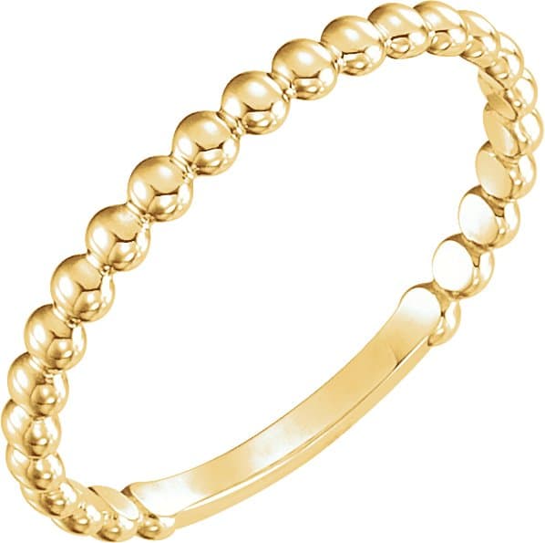 14K Rose 2 mm Stackable Beaded Ring