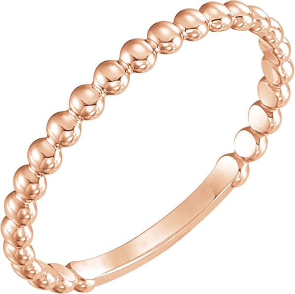 14K Rose 2 mm Stackable Beaded Ring