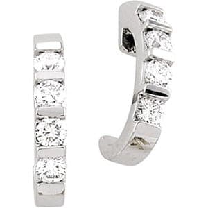 14K White 1/2 CTW Natural Diamond J-Hoop Earrings