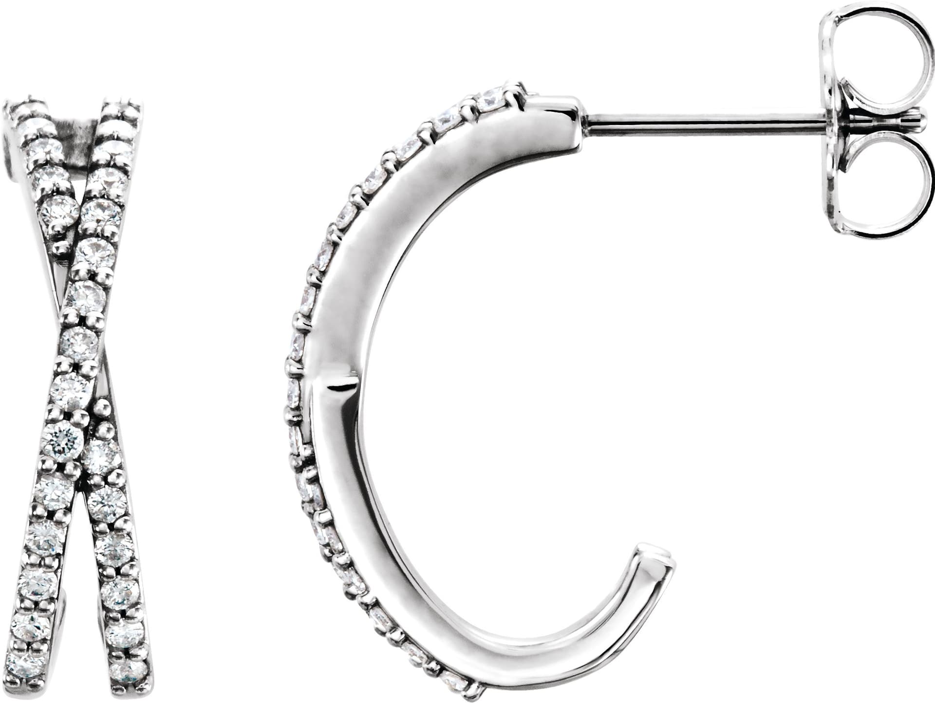 14K Rose 1/4 CTW Natural Diamond Criss-Cross J-Hoop Earrings