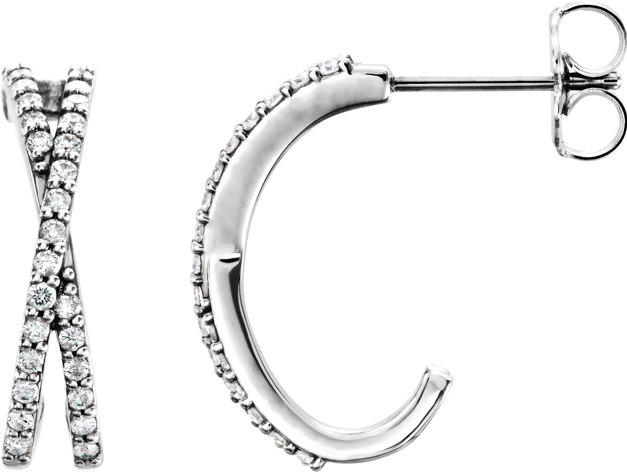14K Rose 1/4 CTW Natural Diamond Criss-Cross J-Hoop Earrings