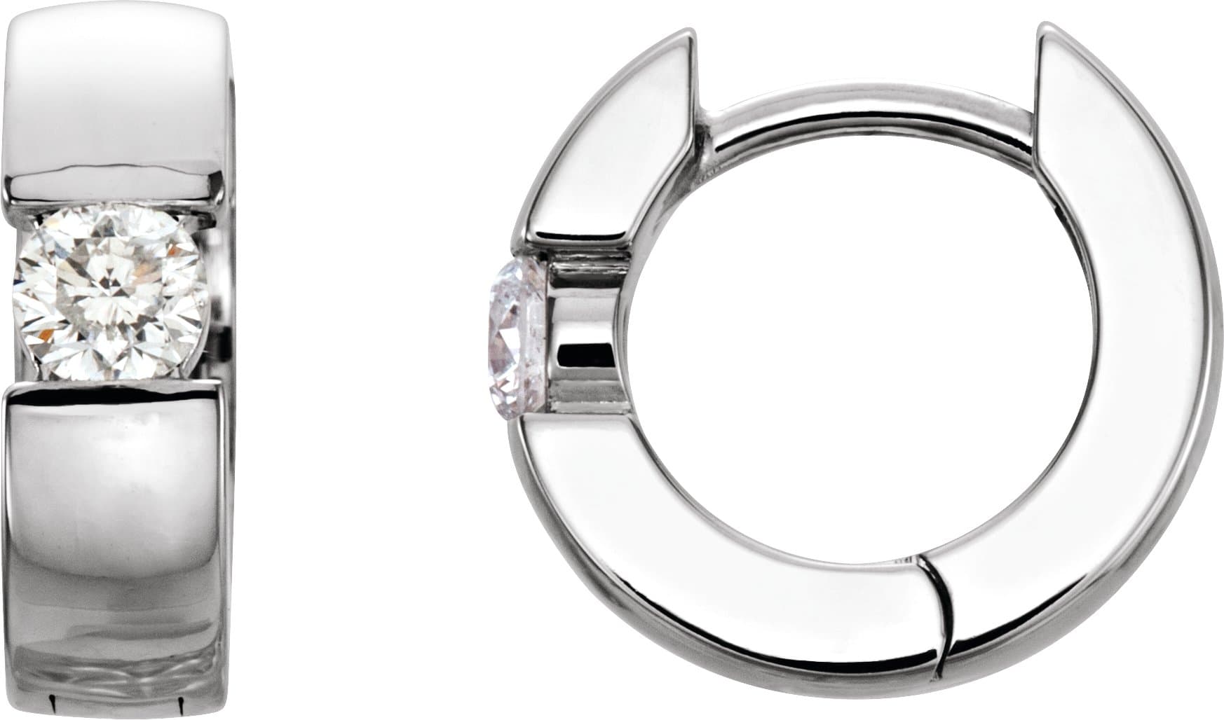 14K Rose 1/3 CTW Lab-Grown Diamond Hinged Huggie Earrings